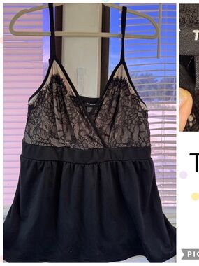 torrid Black Lace-Overlay Spaghetti Strap Cami